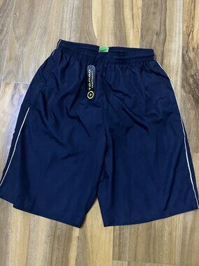 ombo Teamsport Athletic Shorts Men's Small Navy Blue Pleated Elastic Waist